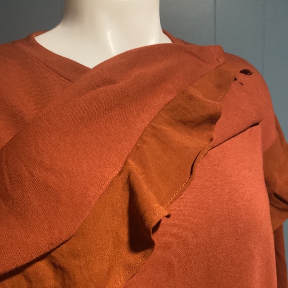 a new day Rust Ruffle Sweatshirt - Picture 3 of 4